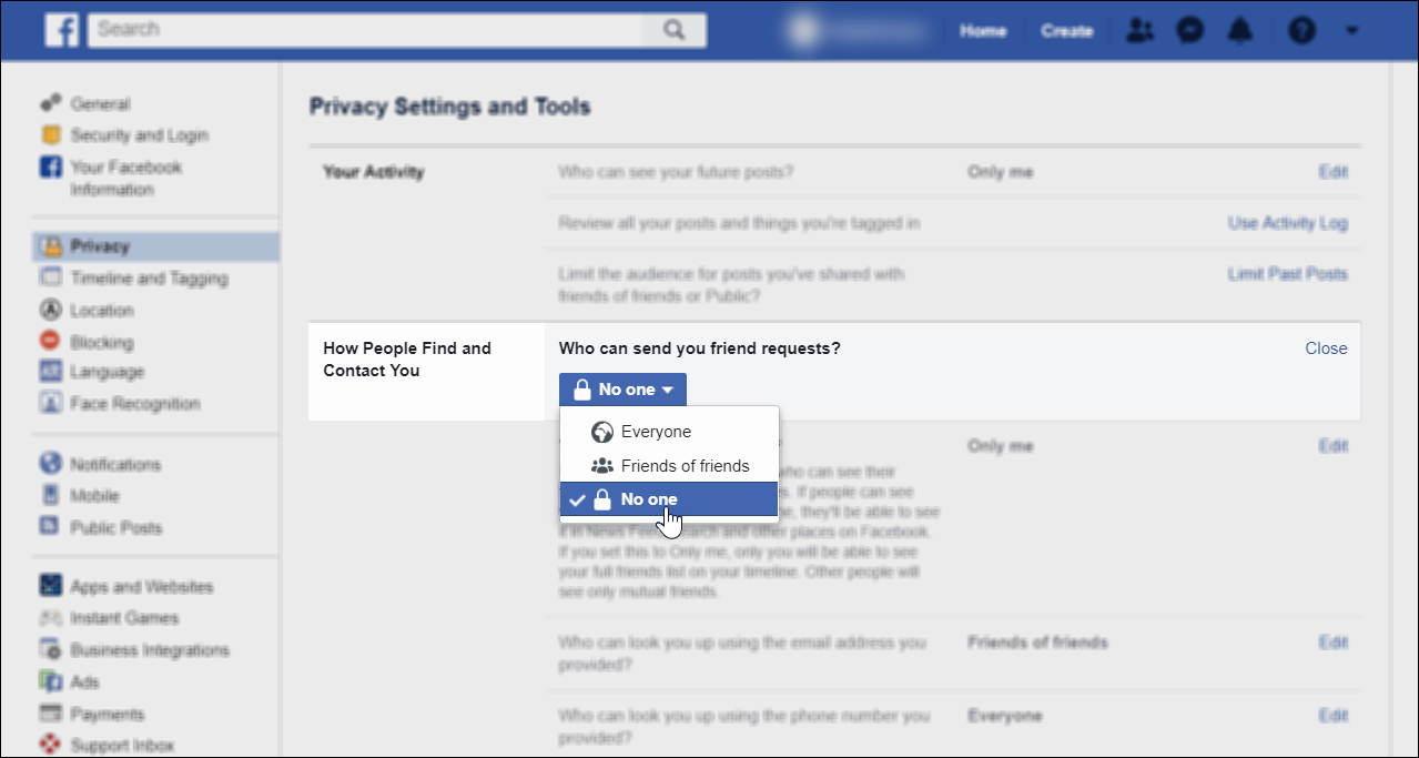 DROPIDEA | دروب ايديا - How to permanently prevent friend requests from being sent to your Facebook profile easily (the official method)
