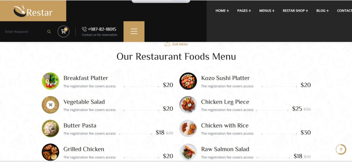 قوالب المطاعم والمقاهي